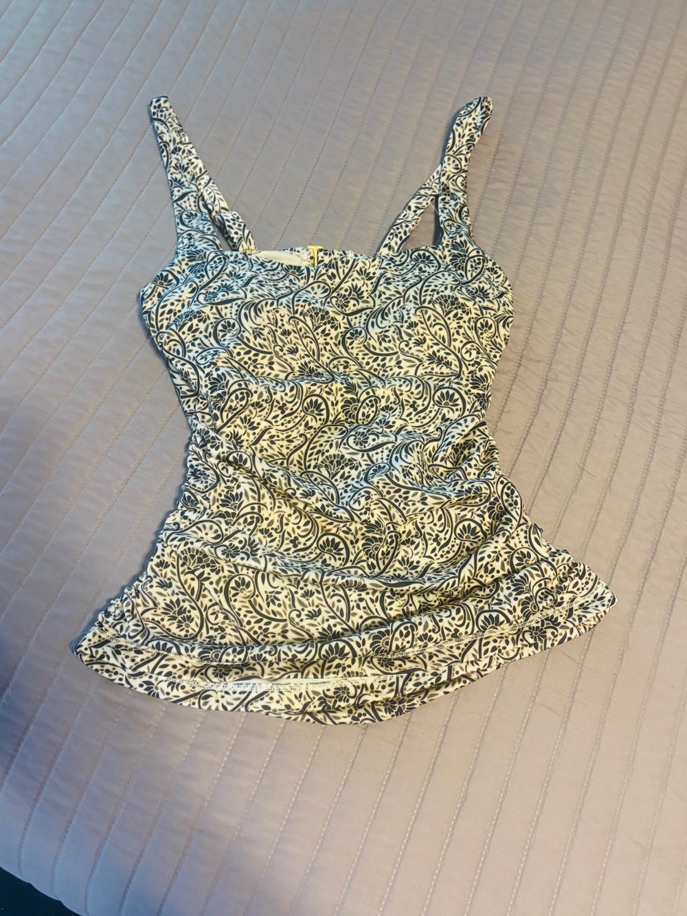 Athleta black and white paisley print tankini top - bathing suit